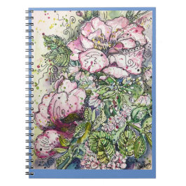 Caderno Espiral Diário/Notebook - "Peonies & Dogwood"