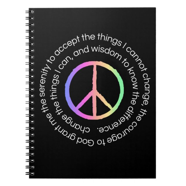 Caderno Espiral Diário Notebook Serenity Prayer Sober Life (Frente)