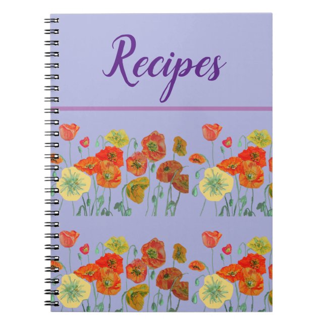Caderno Espiral Diário Pansy Lilac Roxo Receita Floral (Frente)