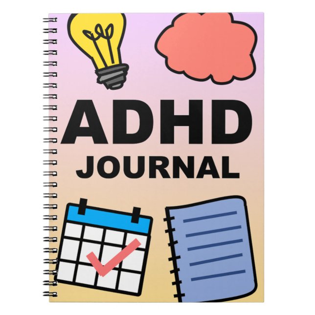 Caderno Espiral DIÁRIO para notebook ADHD - Foco, faixa e reflexo (Frente)