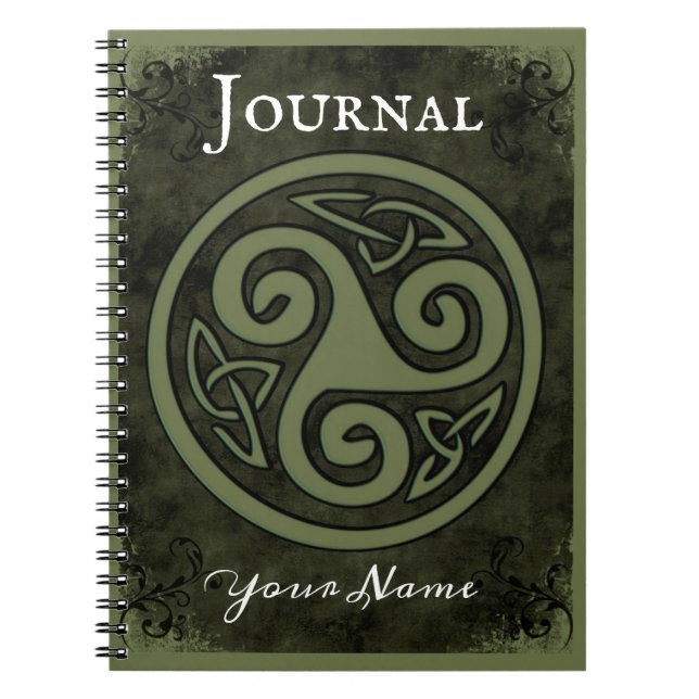 Caderno Espiral Diário para notebook Celtic Triskele ou Triskelion (Frente)