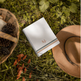 Caderno Espiral Diário para Notebook Chic Retro Strips Monograma