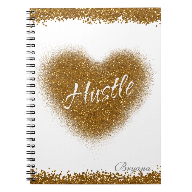 Caderno Espiral Diário para notebook Glitter HUSTLE Heart Glamor D (Frente)