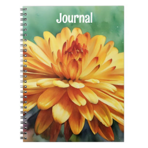 Caderno Espiral Diário para Notebook Orange Flower Art Personalize