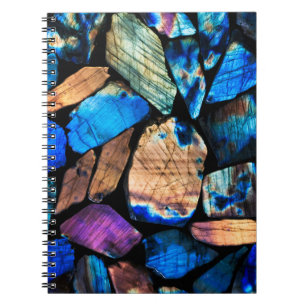Caderno Espiral Diário para Notebook Rainbow Labradorite Crystals