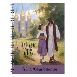 Caderno Espiral Diário Personalizado 'Caminhar comigo' Cristão LDS