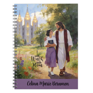 Caderno Espiral Diário Personalizado 'Caminhe com Ele' Cristão LDS