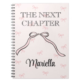 Caderno Espiral Diário Personalizado com Laço Rosa para Graduada C