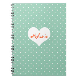 Caderno Espiral Diário personalizado da bolinhas de teal de pré-di