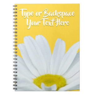 Caderno Espiral Diário personalizado Daisy Notebook Daisy Flower