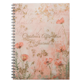 Caderno Espiral Diário Personalizado de Afirmação de Cor Dourada