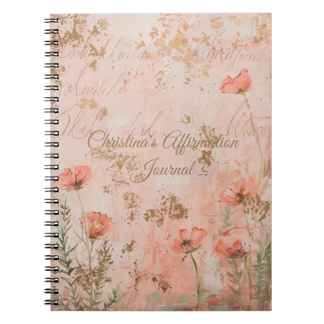 Caderno Espiral Diário Personalizado de Afirmação de Cor Dourada (Frente)