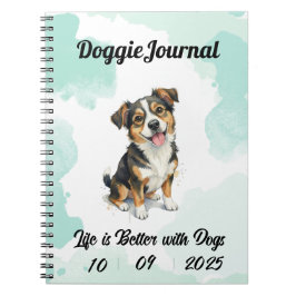 Caderno Espiral Diário Personalizado de Doggie - Data Personalizad