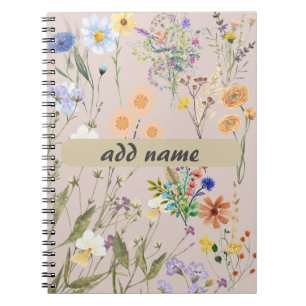 Caderno Espiral Diário Personalizado De Flor Selvagem, Mulheres Pe