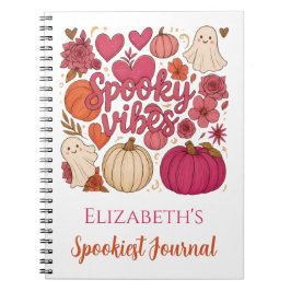 Caderno Espiral Diário Personalizado de Halloween Vibrações Assust