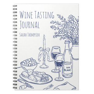 Caderno Espiral Diário Personalizado de Vinho Divertido e Fofo par