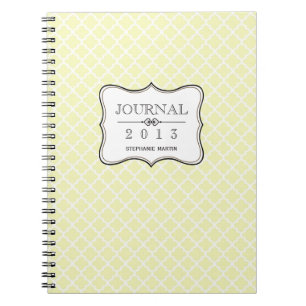 Caderno Espiral Diário personalizado do azulejo marroquino amarelo