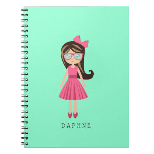 Caderno Espiral Diário personalizado do desenhador de moda menina