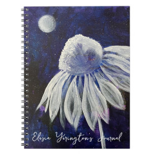 Caderno Espiral Diário Personalizado Floral Branco