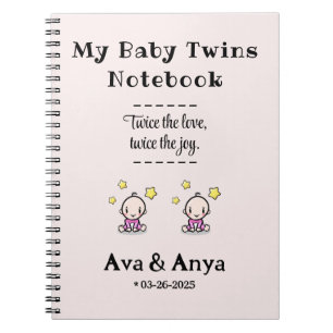 Caderno Espiral Diário Personalizado, Gêmeos De Bebê Personalizado