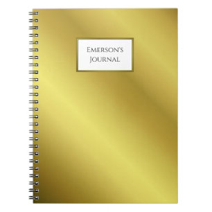 Caderno Espiral Diário personalizado para homens Dourado minimalis