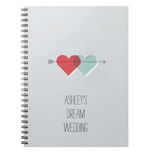Caderno Espiral Diário personalizável de casamento de sonho (Frente)