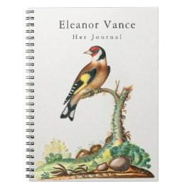Caderno Espiral Diário Pessoal dela com Ilustração Botânica Antiga