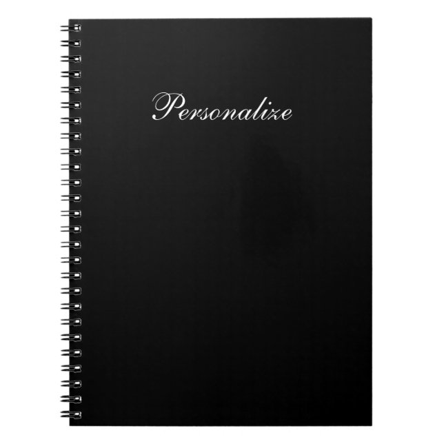 Caderno Espiral Diário preto Elegante simples personalizado  (Frente)