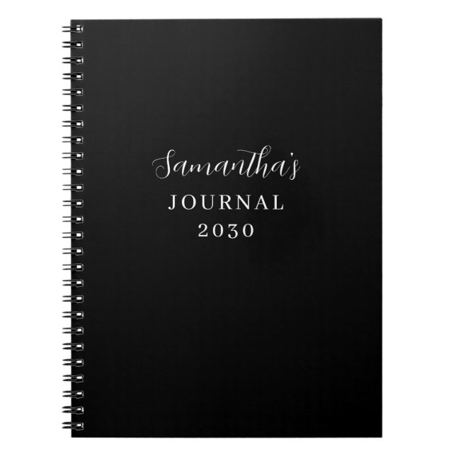 Caderno Espiral Diário preto personalizado (Frente)