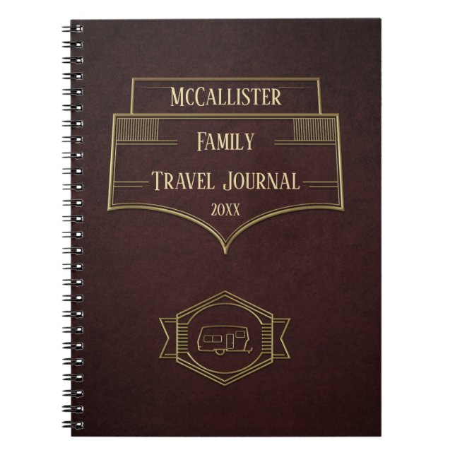 Caderno Espiral Diário retro do viagem do campista do rv (Frente)