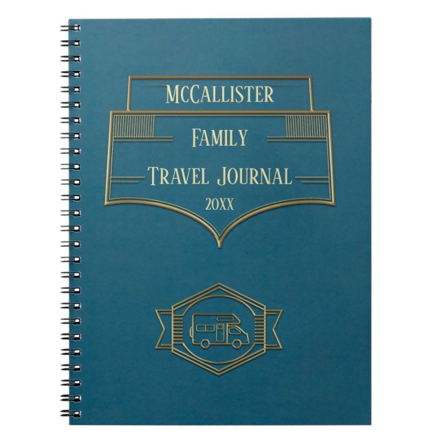 Caderno Espiral Diário retro do viagem do rv Motorhome (Frente)