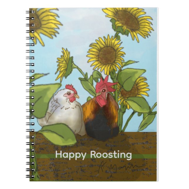 Caderno Espiral Diário Roosting Feliz (Frente)