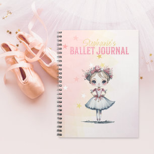 Caderno Espiral Diário rosa de Balé de quebra-cabeça para uma garo