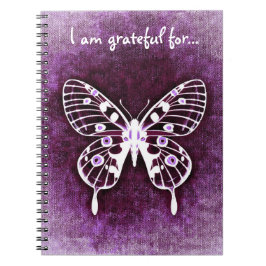 Caderno Espiral Diário roxo da gratitude da borboleta
