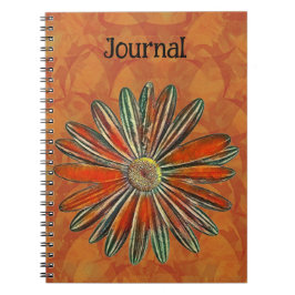 Caderno Espiral Diário Rustic Colorful Daisy Flower Art