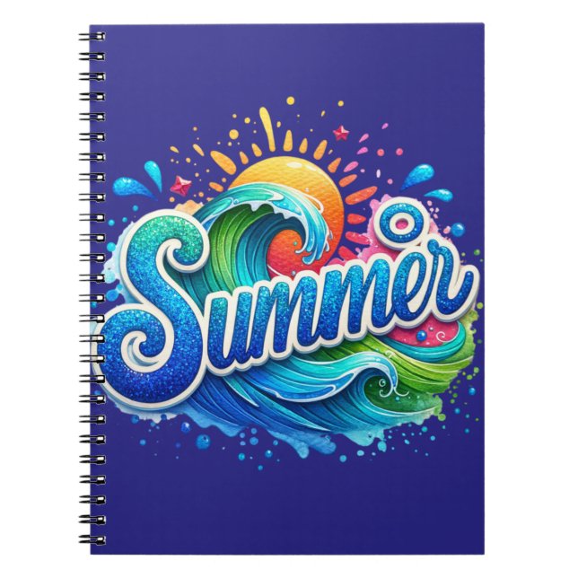 Caderno Espiral Diário Summer Waves  (Frente)
