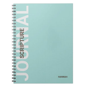 Caderno Espiral Diário Teal Personalizado da Escritura Cristã