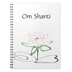 Caderno Espiral Diário verde cor-de-rosa do OM Shanti Lotus
