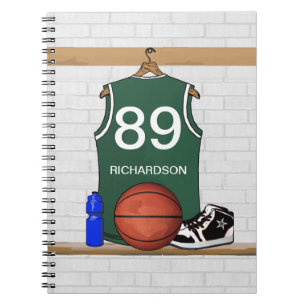 Caderno Espiral Diário (verde) personalizado do jérsei do