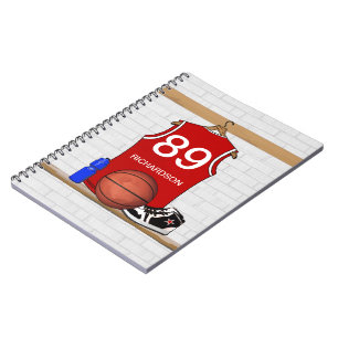Caderno Espiral Diário (vermelho) personalizado do jérsei do