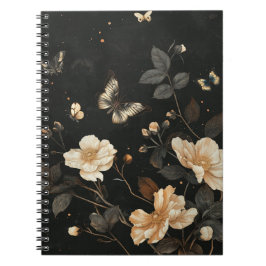 Caderno Espiral Diário Vintage Floral & Borboletas Sombrio e Mal-h