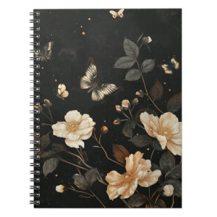 Caderno Espiral Diário Vintage Floral & Borboletas Sombrio e Mal-h