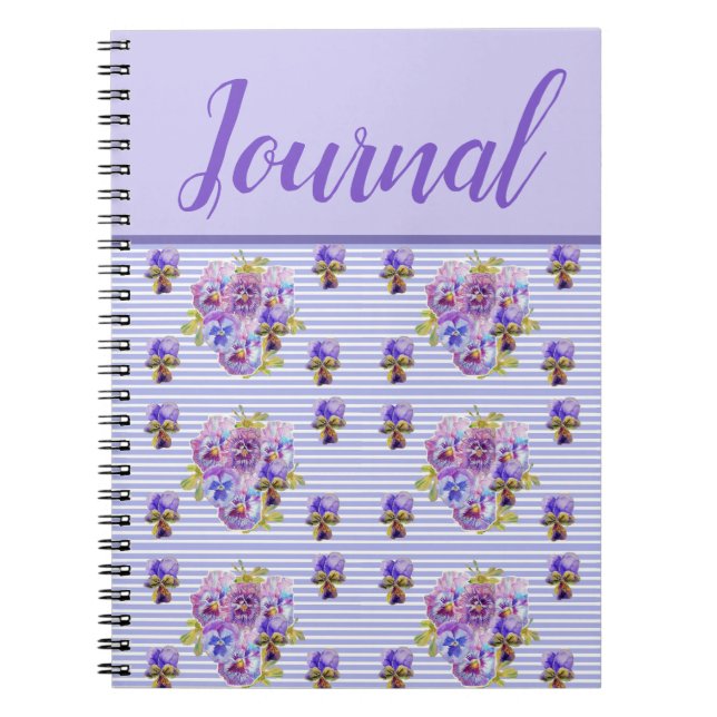 Caderno Espiral Diário Viola Purple Vintage Flor (Frente)