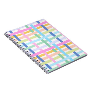 Caderno Espiral Diário Xadrez Arco-Íris Vibrante - Pastel Colorido