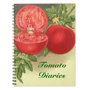 Caderno Espiral Diários vermelhos do tomate do Diário do jardim 