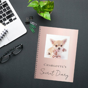 Caderno Espiral Diary dog pet photorosa gold