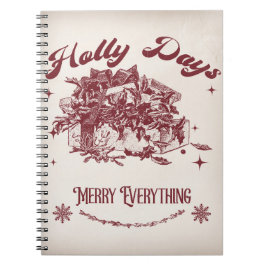 Caderno Espiral Dias de Natal Vintage Holly