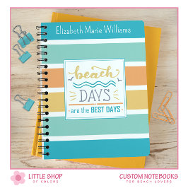 Caderno Espiral Dias de Praia Listras Tropicais Monogramadas