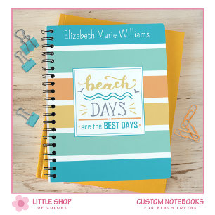 Caderno Espiral Dias de Praia Listras Tropicais Monogramadas