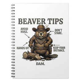 Caderno Espiral Dicas de Castor Cowboy Engraçado Velho Oeste Vinta